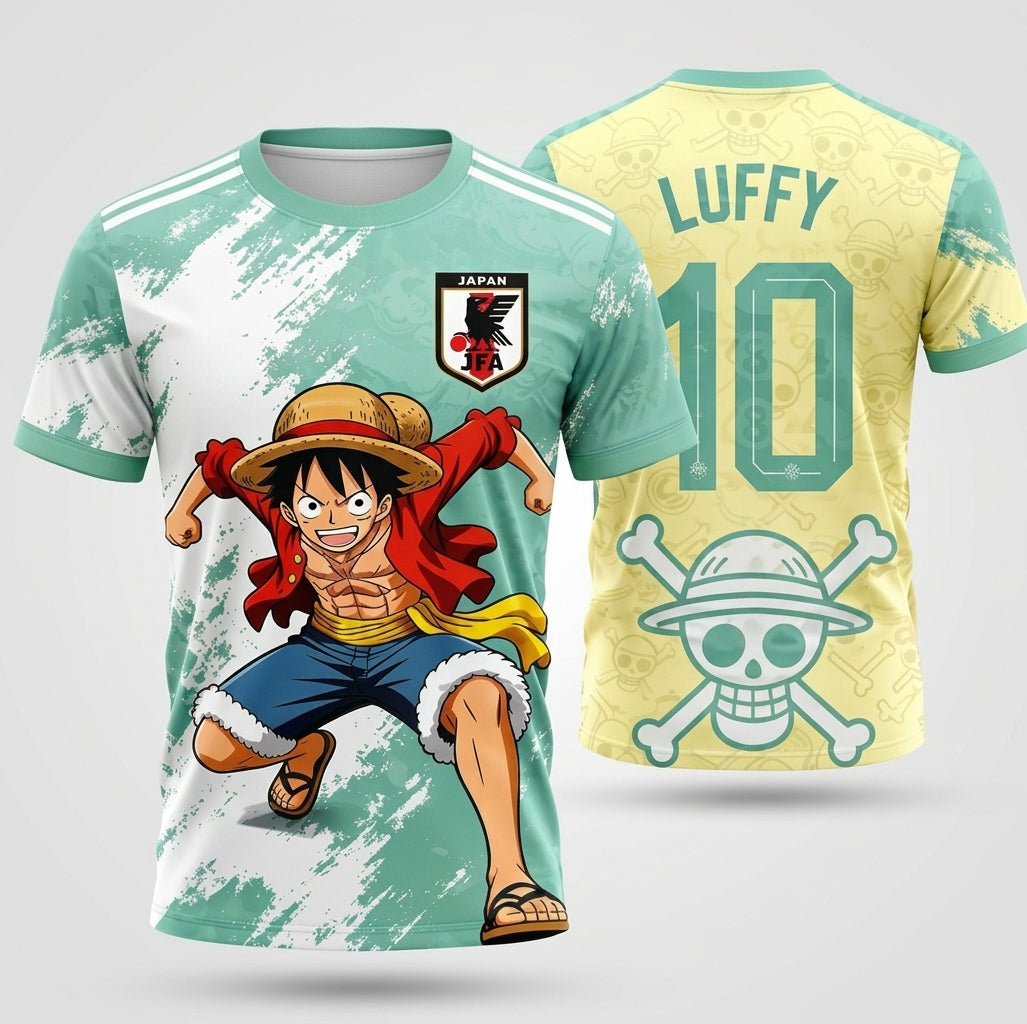 Maillot de Football Manga - Édition Luffy (Vert Menthe & Jaune)