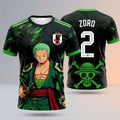 Maillot de Football Manga - Édition Zoro (Noir & Vert Néon)