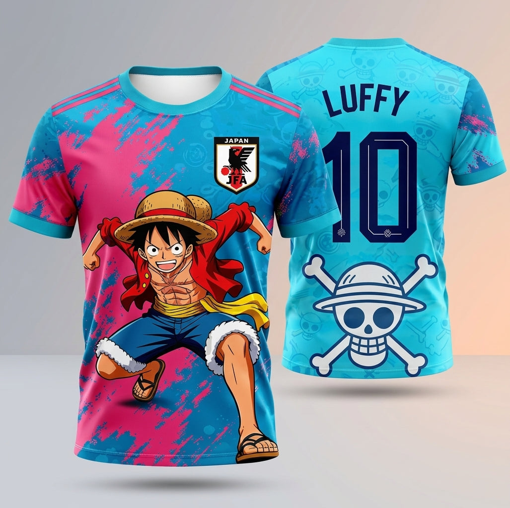 Maillot de Football Manga - Édition Luffy (Cyan & Magenta)