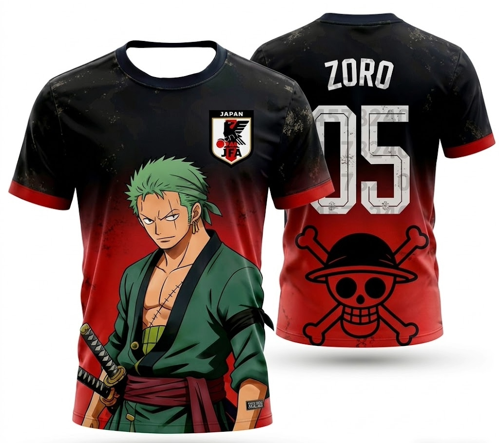 Maillot de Football Manga - Édition Zoro (Noir & Rouge)